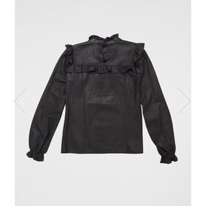 Skingraft ruffle leather shirt